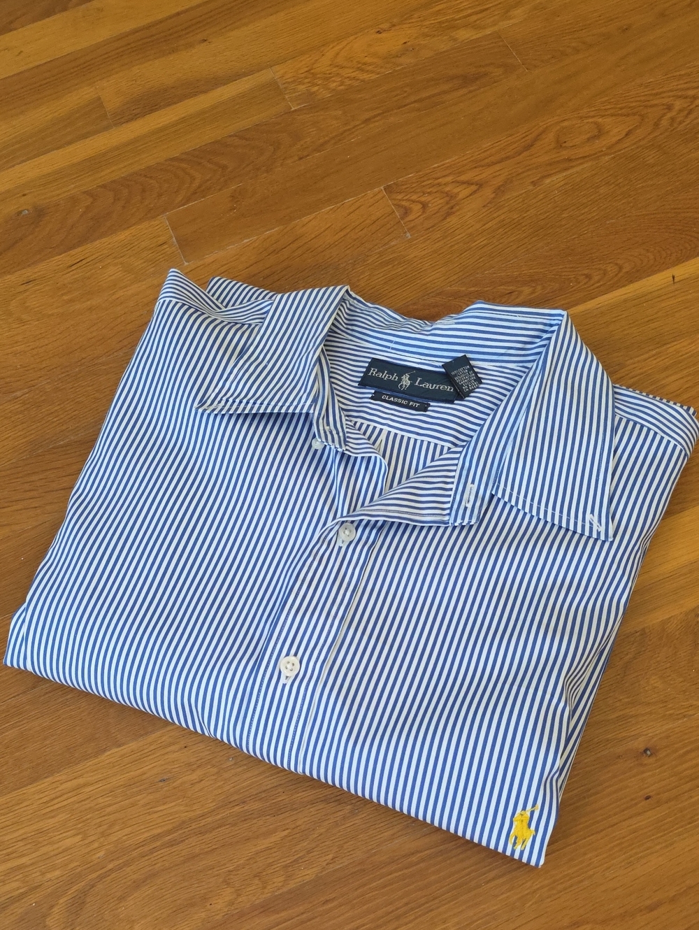 Polo by Ralph Lauren Blue & White Oxford Striped Cotton Button-Down Shirt